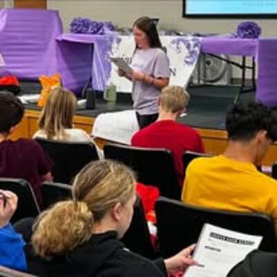Elsie Chartier, Youth Advisory Council member, co-facilitating a Bystander-Intervention Training