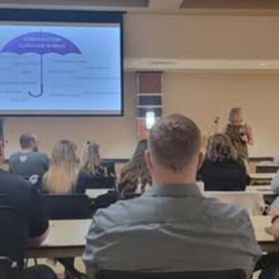 Christie Brungardt, Jana's Mom, co-facilitating an Academic Advisor Training at FHSU