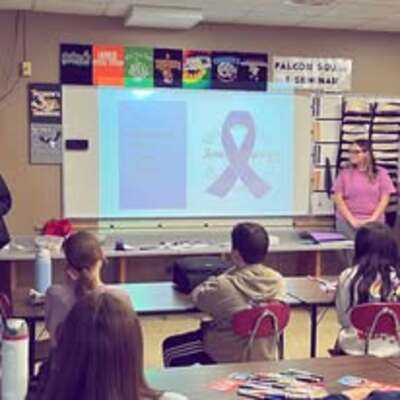 Jana's Campaign Youth Advisory Council Members Presenting at Hays Middle School